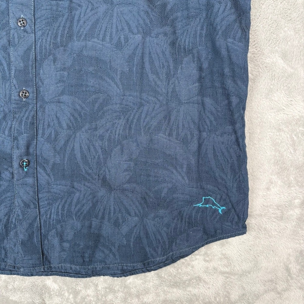 Tommy Bahama Mens Large Blue Palm Tree Print Button Up‎ Shirt Tropical Resort - Picture 3 of 15